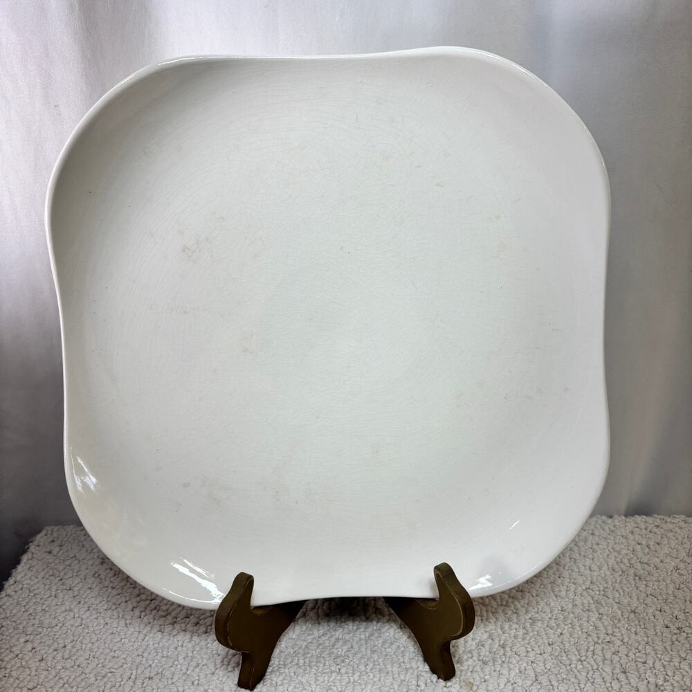 Russel Wright Steubenville 13" Square Chop Plate Platter White Condition Issues